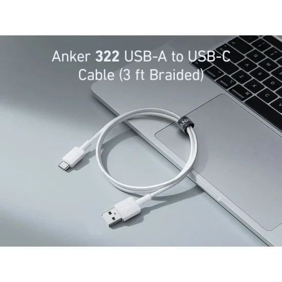 Anker 322 USB-A to USB-C Cable (3ft Braided) - White